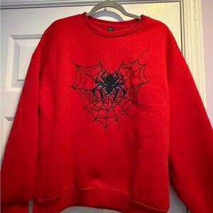 SHEIN Red Spider Graphic Women’s Crewneck Sweater